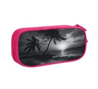 AABSTBFM Sea and Tree in the Night Printed Pencil Case Pen Pouch Bag with Zipper, Pink Large Capacity Pencil Box for School, Office, Travel