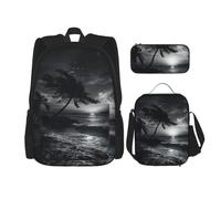 AABSTBFM Sea and tree in the night Printed School Backpack Set with Lunch Bag and Pencil Case, Travel Daypacks School Bag 3pcs Set
