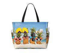 AABSTBFM Sea Beach Pineapples Printed Beach Tote Bag Shopping Bags - Reusable Shoulder Bag Grocery Bags Shopper Handbag Toy Bag For Work School Travel Beach