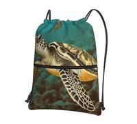 AABSTBFM Sea Turtle Printed Outdoor Drawstring Backpack Lightweight String Backpack Bags for Sports, Gym, Travel, Shopping, School