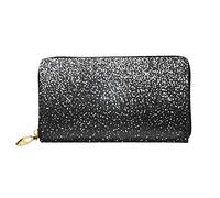 AABSTBFM Shiny Silver Glitter Printed Leather Wallet for Women Men Zipper Purse Clutch Bag Long Wallet Card Holder