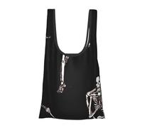 AABSTBFM Skeletons Yoga Printed Foldable Shopping Bag- Reusable Waterproof Grocery Bag Large Tote Bag, Shopper Handbag, And Beach Bag