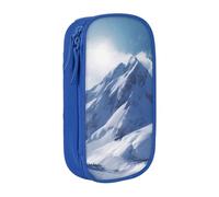 AABSTBFM Snow Mountain Printed Pencil Case Large Capacity Compartment Pencil Pen Pouch Bag with Zipper for School Office Travel, Blue
