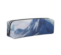 AABSTBFM Snow Mountain Printed Square Pencil Case Cute Leather Silver Zipper Pen Pencil Pouch Bag for School, Office, and Travel