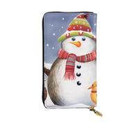 AABSTBFM Snowman Squirrel Owl Printed Leather Wallet for Women Men Zipper Purse Clutch Bag Long Wallet Card Holder