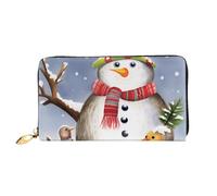AABSTBFM Snowman Squirrel Owl Printed Leather Wallet for Women Men Zipper Purse Clutch Bag Long Wallet Card Holder