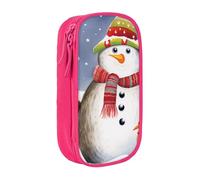 AABSTBFM Snowman Squirrel Owl Printed Pencil Case Large Capacity Compartment Pencil Pen Pouch Bag with Zipper for School Office Travel, Pink