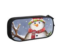AABSTBFM Snowman Squirrel Owl Printed Pencil Case Pen Pouch Bag with Zipper, Black Large Capacity Pencil Box for School, Office, Travel