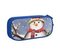 AABSTBFM Snowman Squirrel Owl Printed Pencil Case Pen Pouch Bag with Zipper, Blue Large Capacity Pencil Box for School, Office, Travel