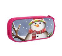 AABSTBFM Snowman Squirrel Owl Printed Pencil Case Pen Pouch Bag with Zipper, Pink Large Capacity Pencil Box for School, Office, Travel
