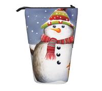 AABSTBFM Snowman Squirrel Owl Printed Pencil Case - Telescopic Standing Pen Bag and Makeup Pouch for School, Office, Travel