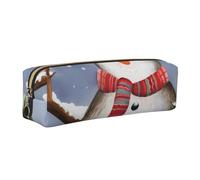 AABSTBFM Snowman Squirrel Owl Printed Square Pencil Case Cute Leather Gold Zipper Pen Pencil Pouch Bag for School, Office, and Travel