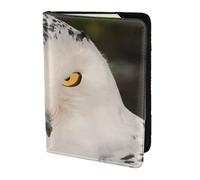 AABSTBFM Snowy Owl Eyes Printed Passport Holder 5.5 in, Leather Travel Passport Cover Card Case Wallet for Women Men
