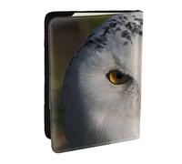 AABSTBFM Snowy Owl Eyes Printed Passport Holder 6.5 in, Leather Travel Passport Cover Card Case Wallet for Women Men