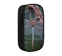 AABSTBFM Spider Web Dragonfly Printed Pencil Case Large Capacity Compartment Pencil Pen Pouch Bag with Zipper for School Office Travel, Black