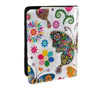 AABSTBFM Spring Floral Butterfly Printed Passport Holder 6.5 in, Leather Travel Passport Cover Card Case Wallet for Women Men