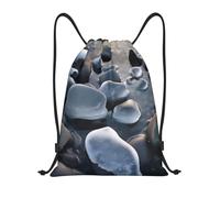 AABSTBFM Stones Under Ice Printed Lightweight Drawstring Backpack | M - String Backpack Bags For Gym, Travel, Shopping, School