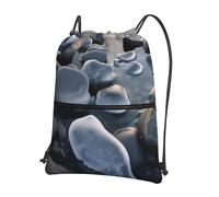 AABSTBFM Stones Under Ice Printed Outdoor Drawstring Backpack Lightweight String Backpack Bags for Sports, Gym, Travel, Shopping, School