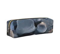 AABSTBFM Stones Under Ice Printed Square Pencil Case Cute Leather Gold Zipper Pen Pencil Pouch Bag for School, Office, and Travel