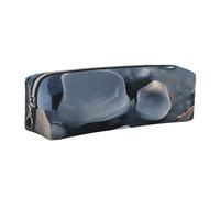 AABSTBFM Stones Under Ice Printed Square Pencil Case Cute Leather Silver Zipper Pen Pencil Pouch Bag for School, Office, and Travel