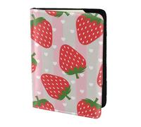 AABSTBFM Strawberry Printed Passport Holder 5.5 in, Leather Travel Passport Cover Card Case Wallet for Women Men