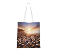AABSTBFM Sun The Beach with Pebbles Printed Shopping Bags for Women Ladies Girls, Reusable Shoulder Tote Bag, Grocery Bags, Shopper Handbag, Toy Bag, Beach Bag