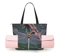 AABSTBFM Sun The Beach with Pebbles Printed Yoga Bag for Women, Large Tote with Yoga Mat Holder Pocket, Foldable Polyester Gym Bag, Lightweight Travel Shoulder Bag for Workout Beach Office