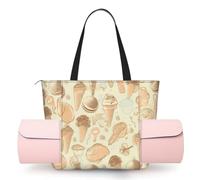 AABSTBFM Sun The Beach with Pebbles Printed Yoga Bag for Women, Large Tote with Yoga Mat Holder Pocket, Foldable Polyester Gym Bag, Lightweight Travel Shoulder Bag for Workout Beach Office