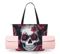 AABSTBFM Sun The Beach with Pebbles Printed Yoga Bag for Women, Large Tote with Yoga Mat Holder Pocket, Foldable Polyester Gym Bag, Lightweight Travel Shoulder Bag for Workout Beach Office
