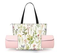 AABSTBFM Sun The Beach with Pebbles Printed Yoga Bag for Women, Large Tote with Yoga Mat Holder Pocket, Foldable Polyester Gym Bag, Lightweight Travel Shoulder Bag for Workout Beach Office
