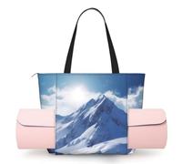 AABSTBFM Sun The Beach with Pebbles Printed Yoga Bag for Women, Large Tote with Yoga Mat Holder Pocket, Foldable Polyester Gym Bag, Lightweight Travel Shoulder Bag for Workout Beach Office