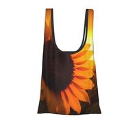 AABSTBFM Sunflower and sunset Printed Foldable Shopping Bag- Reusable Waterproof Grocery Bag Large Tote Bag Shopper Handbag Beach Bag