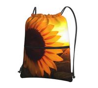 AABSTBFM Sunflower and sunset Printed Outdoor Drawstring Backpack Lightweight String Backpack Bags for Sports, Gym, Travel, Shopping, School