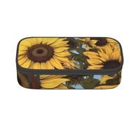 AABSTBFM Sunflower Floral Printed Pencil Case Cute High Capacity Pen Pencil Pouch Bag with Zipper for School, Office, and Travel