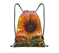 AABSTBFM Sunflower with sunset Printed Lightweight Drawstring Backpack | M - String Backpack Bags For Gym, Travel, Shopping, School
