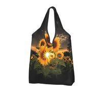 AABSTBFM Sunflowers at Sunrise Printed Foldable Shopping Bag 3 PCS, Reusable Waterproof Grocery Bag Large Tote Bag, Shopper Handbag, And Beach Bag