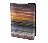 AABSTBFM Sunset Beach Printed Passport Holder 5.5 in, Leather Travel Passport Cover Card Case Wallet for Women Men