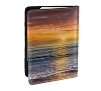 AABSTBFM Sunset Beach Printed Passport Holder 6.5 in, Leather Travel Passport Cover Card Case Wallet for Women Men