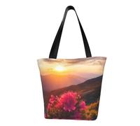 AABSTBFM Sunset Mountain Flower Printed Large Tote Bag For Women Ladies Girls - Versatile Shoulder Bag, Shopper Handbag, And Beach Bag