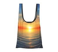 AABSTBFM Sunset Sea Printed Foldable Shopping Bag- Reusable Waterproof Grocery Bag Large Tote Bag Shopper Handbag Beach Bag