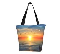 AABSTBFM Sunset Sea Printed Large Tote Bag For Women Ladies Girls - Versatile Shoulder Bag, Shopper Handbag, And Beach Bag