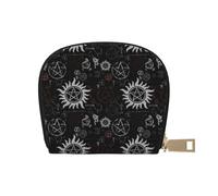 AABSTBFM Supernatural Symbols Black Printed Card Holder Wallet | Pu Leather Card Case Organizer Bag for Men Women