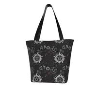 AABSTBFM Supernatural Symbols Black Printed Large Tote Bag For Women Ladies Girls - Versatile Shoulder Bag, Shopper Handbag, And Beach Bag