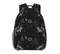 AABSTBFM Supernatural Symbols Black School Backpack Lightweight College Rucksack Causal Travel School Bags With Zipper School Daypack For Girls Boys