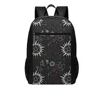AABSTBFM Supernatural Symbols Black Travel Laptop Backpack 17 Inch For Women And Men, Casual Sports Gym Backpack Bag School Bags For Kids Girls Boys,One Size