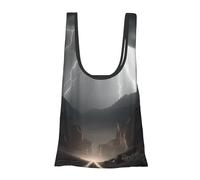 AABSTBFM Thunder Landscape Printed Foldable Shopping Bag- Reusable Waterproof Grocery Bag Large Tote Bag Shopper Handbag Beach Bag