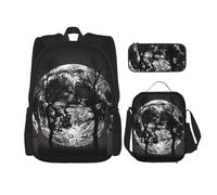 AABSTBFM Trees Dark Moon Printed School Backpack Set with Lunch Bag and Pencil Case, Travel Daypacks School Bag 3pcs Set