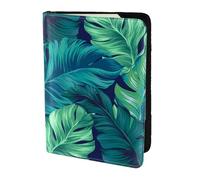 AABSTBFM Tropical Palm Leaves Printed Passport Holder 5.5 in, Leather Travel Passport Cover Card Case Wallet for Women Men