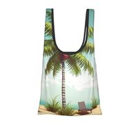 AABSTBFM Tropical Palm Tree Printed Foldable Shopping Bag- Reusable Waterproof Grocery Bag Large Tote Bag Shopper Handbag Beach Bag