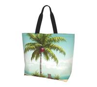 AABSTBFM Tropical Palm Tree Printed Shopping Bags for Women Ladies Girls, Large Reusable Waterproof Shoulder Tote Bag, Grocery Bags, Shopper Handbag, and Beach Bag